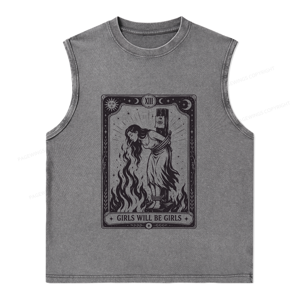 Pagewings Girls Will Be Girls Unisex Washed Tank Top