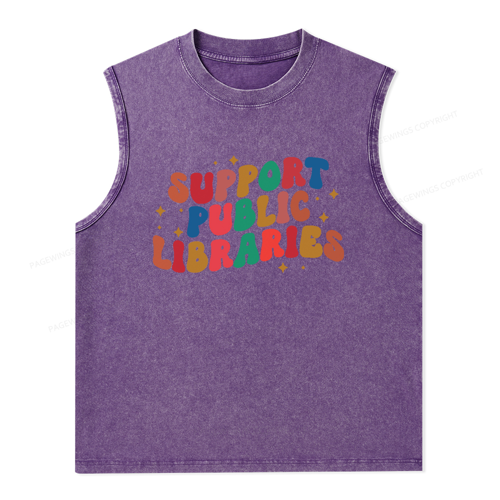 Pagewings Public Library Sweatshirt Unisex Washed Tank Top