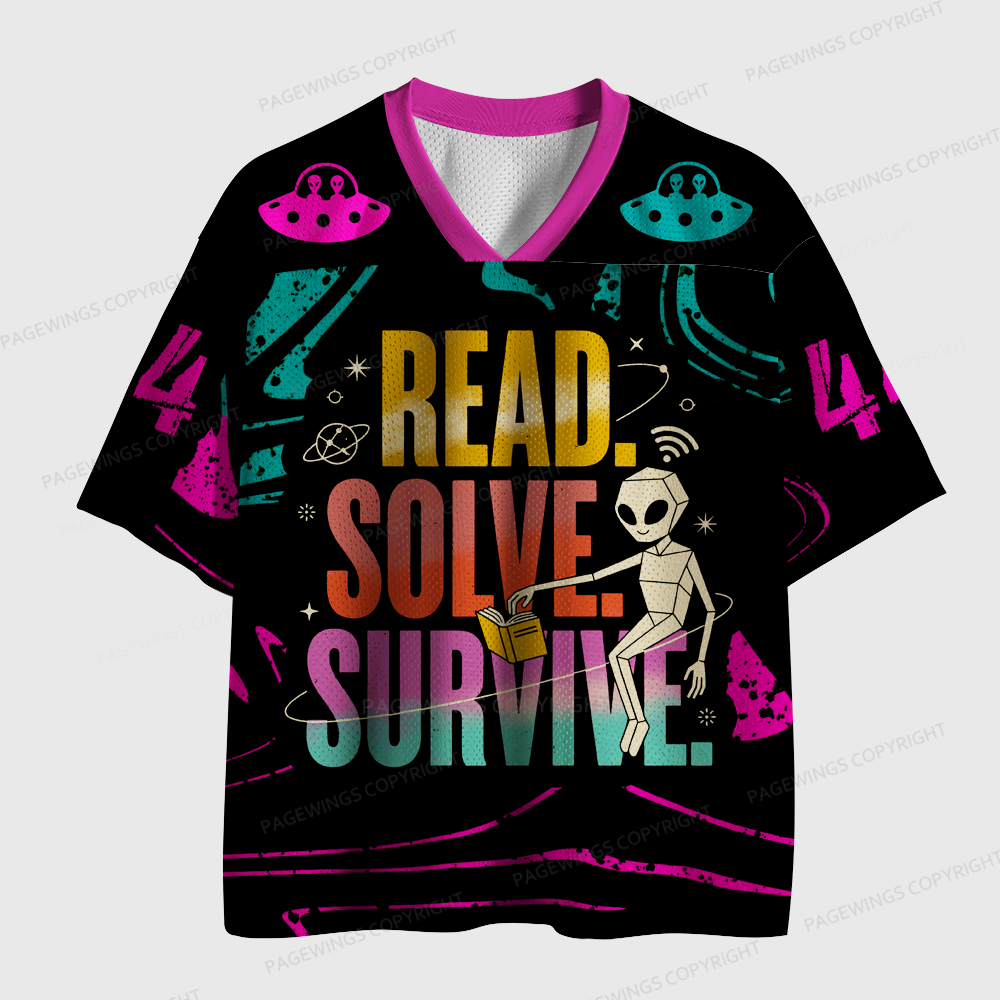 Pagewings Read Solve Survive Unisex Mesh Jersey