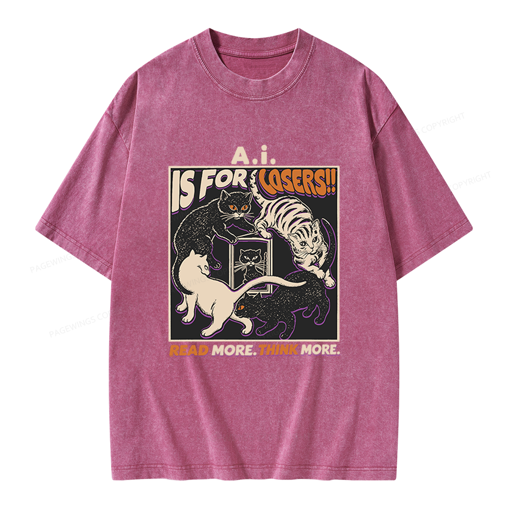 Pagewings Read More Think More Unisex Washed T-shirt