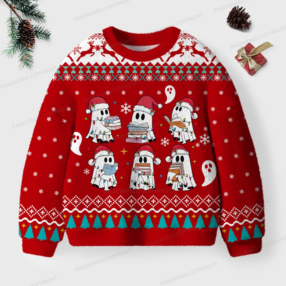 Pagewings Ghost Reading Unisex Ugly Knit Sweatshirt