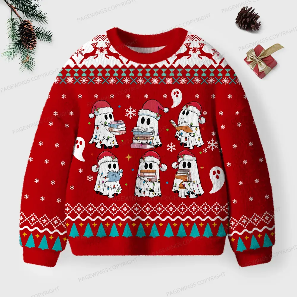 Pagewings Ghost Reading Unisex Ugly Knit Sweatshirt