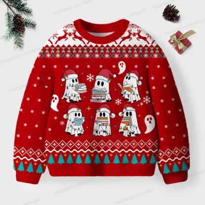 Pagewings Ghost Reading Unisex Ugly Knit Sweatshirt