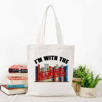 Pagewings I'm With The Banned Funny Book Tote Bag