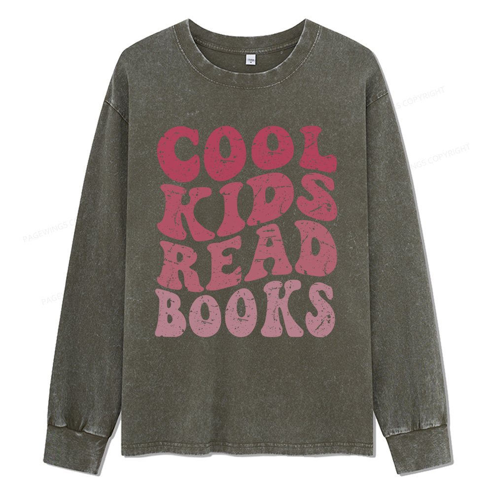 Pagewings Library Reader Book Nerd Unisex Washed Long Sleeve T-shirt