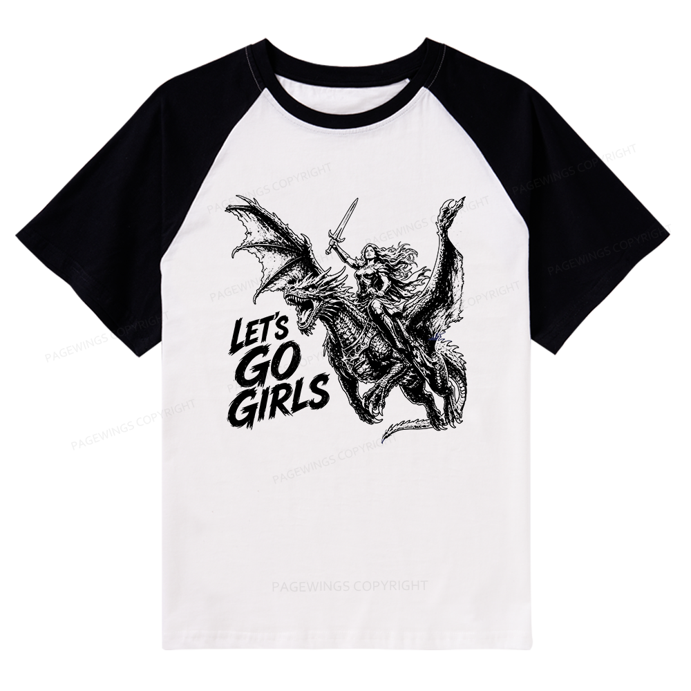 Pagewings Woman Dragon Rider Raglan T-shirt