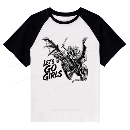 Pagewings Woman Dragon Rider Raglan T-shirt