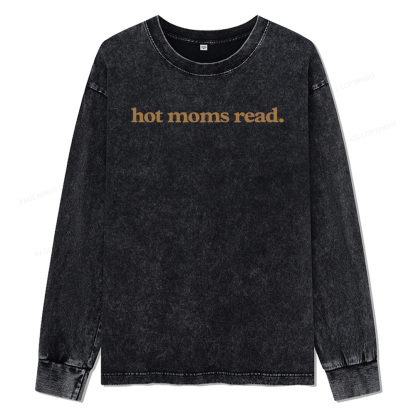 Pagewings Hot Moms Read Unisex Washed Long Sleeve T-shirt