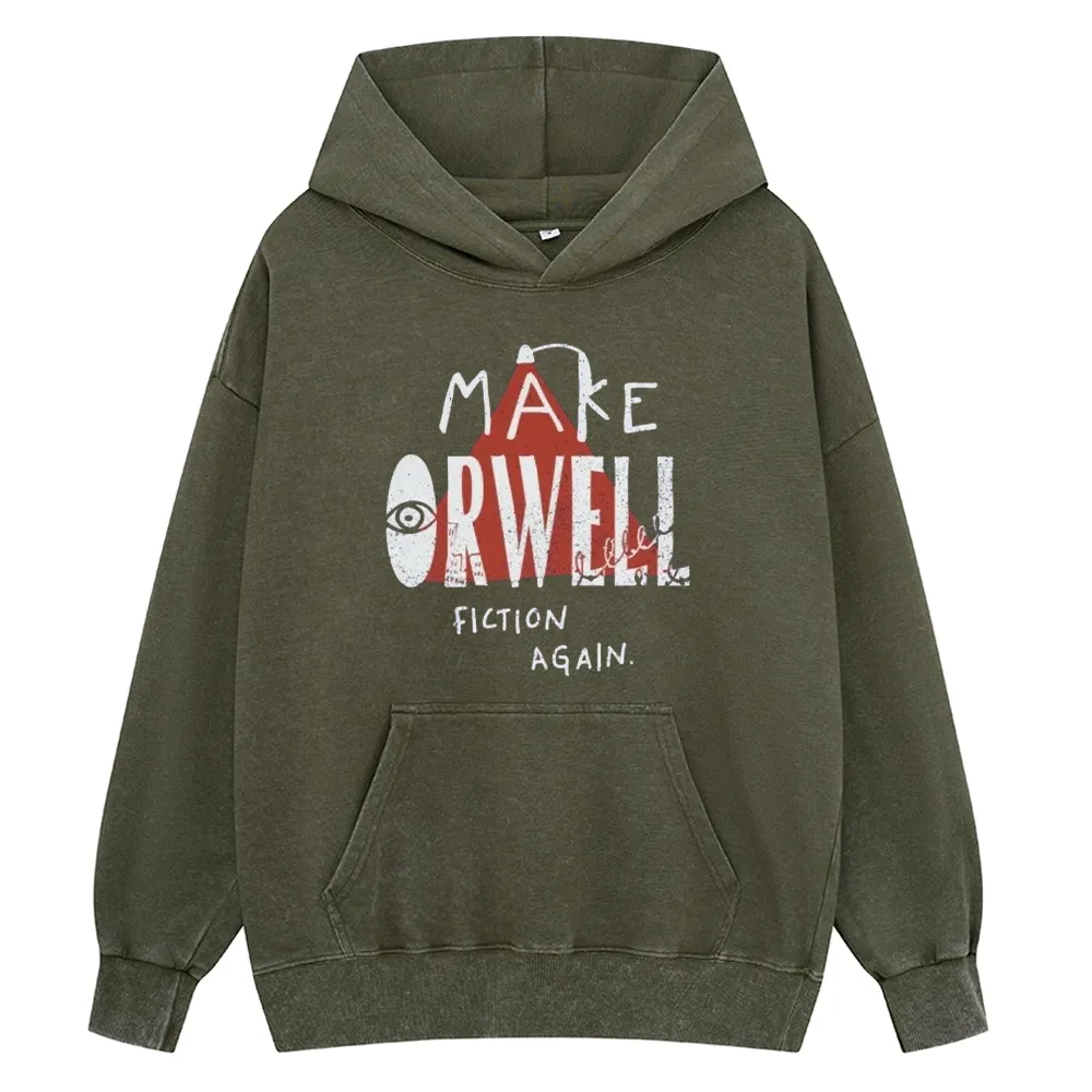 Pagewings Make Orwell Fiction Again Unisex Washed Hoodie