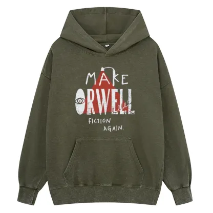 Pagewings Make Orwell Fiction Again Unisex Washed Hoodie