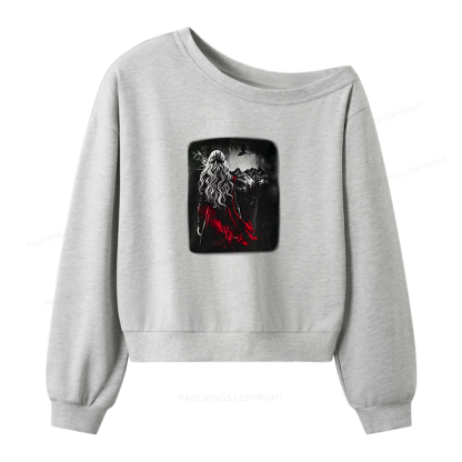 Pagewings Fantasy Bookish Unisex Washed T-shirt Women Off Shoulder Sweatshirt