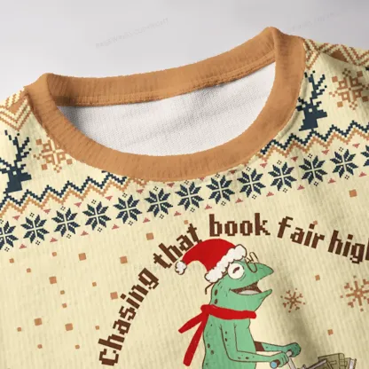 Pagewings Chasing That Book Fair High Unisex Ugly Knit Sweatshirt
