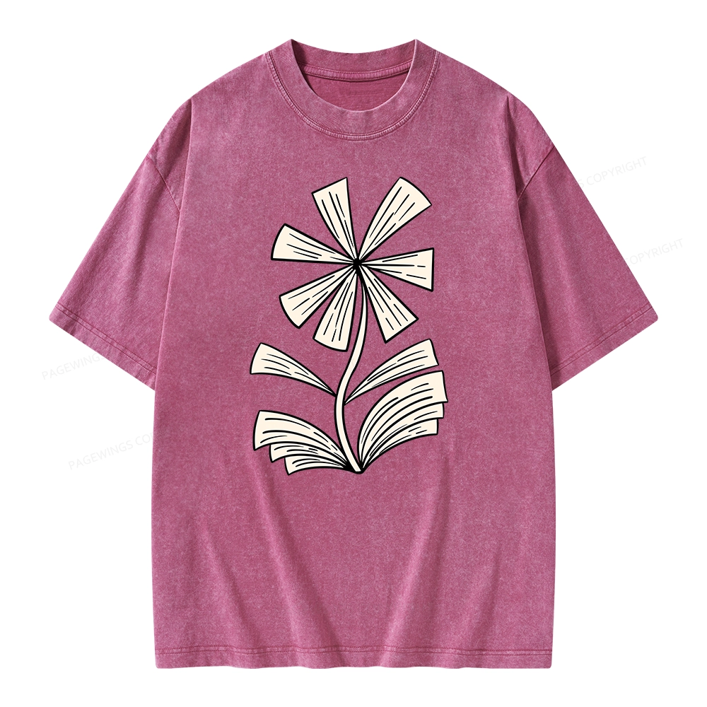 Pagewing Sunflower Made of Books Unisex Washed T-shirt
