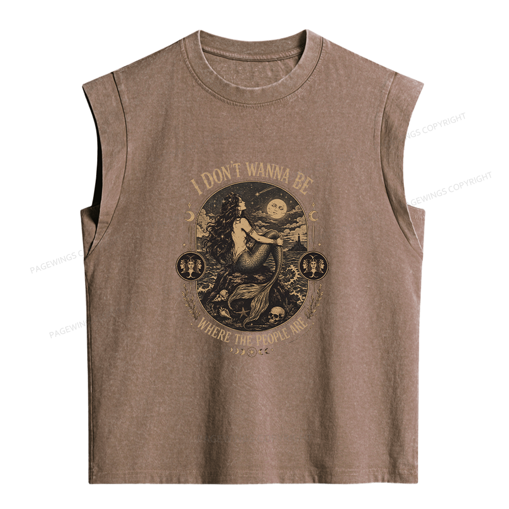 Pagewings I Don't Wanna Be Where The People Are Women's Washed Tank Top
