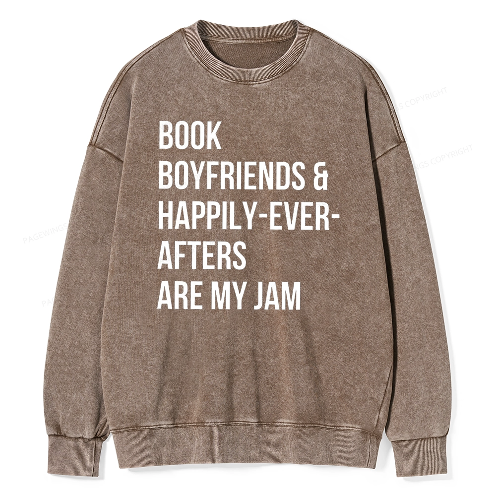 Pagewing Boyfriends & Book Are My Jam Unisex Washed Sweatshirt