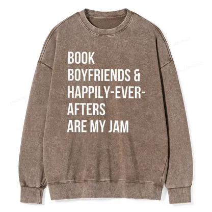 Pagewing Boyfriends & Book Are My Jam Unisex Washed Sweatshirt