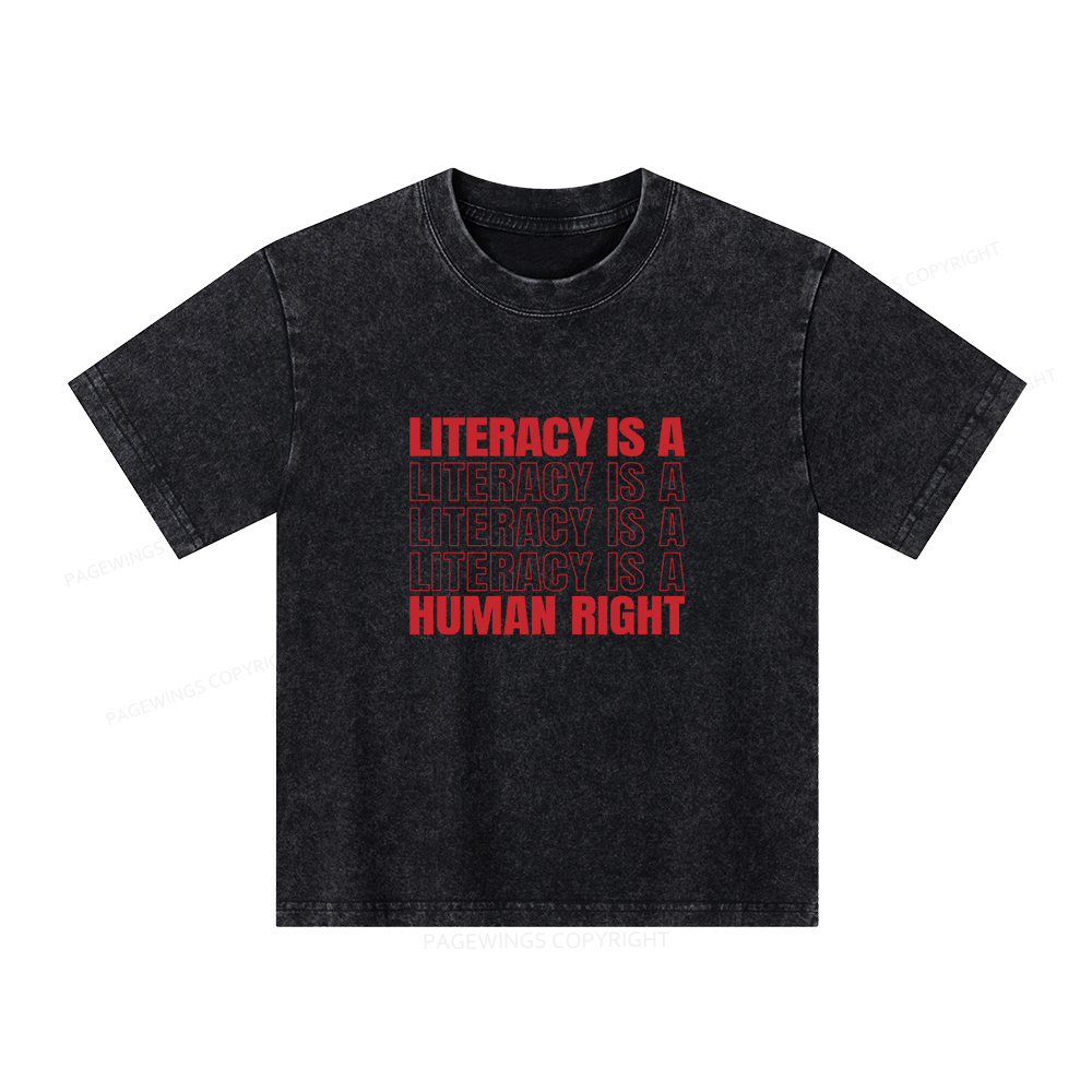 Pagewings Literacy Is A Human Right Unisex Kids Washed T-shirt