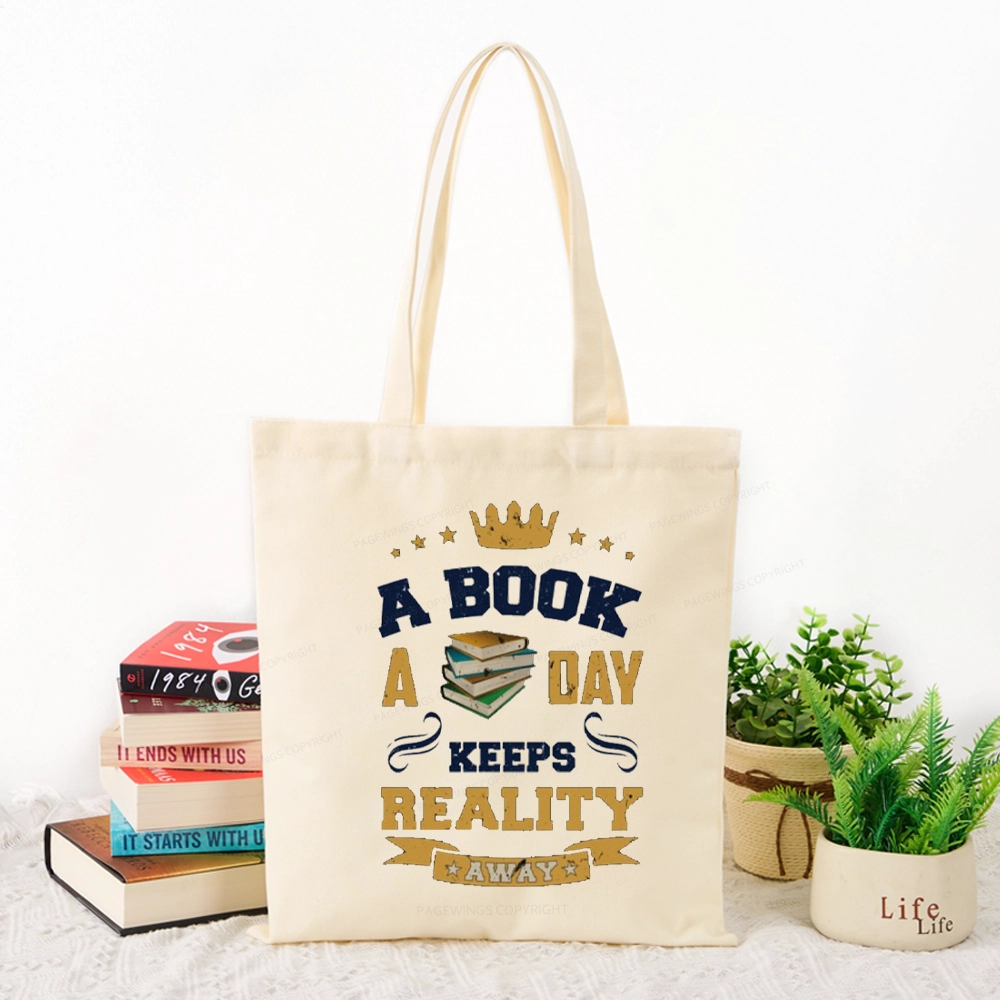 Pagewings A Book A Day Keeps Reality Away Tote Bag