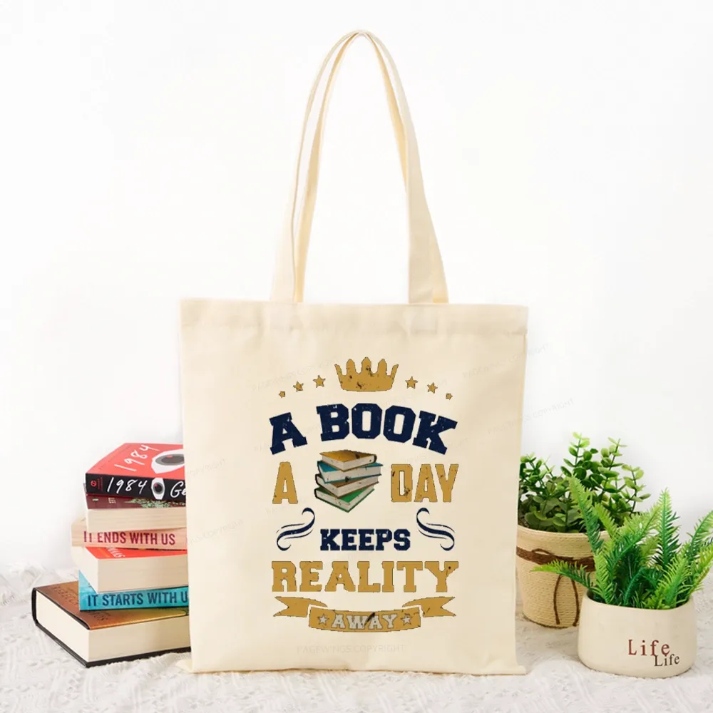 Pagewings A Book A Day Keeps Reality Away Tote Bag