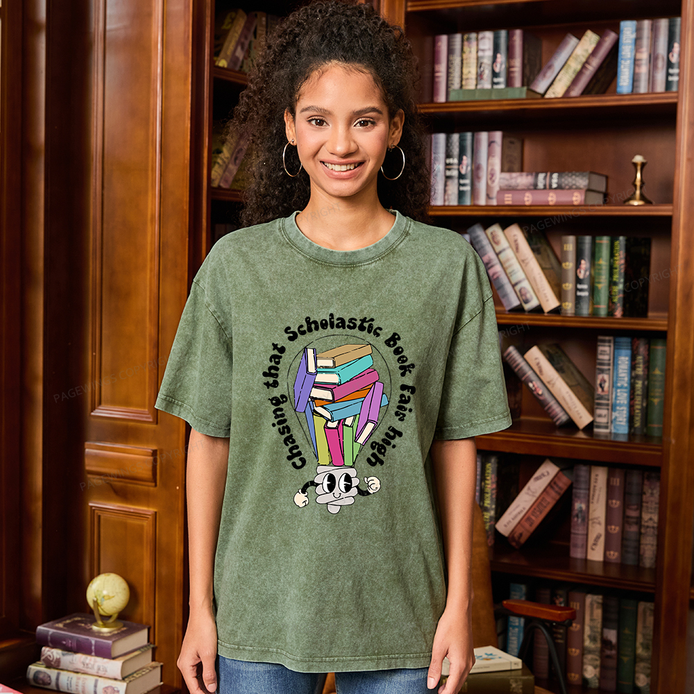 Pagewings Chasing That Scholastic Book Fair High Unisex Washed T-shirt
