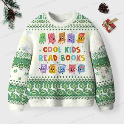 Pagewings Cool Kids Read Books Unisex Ugly Knit Sweatshirt
