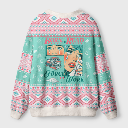 Pagewings Born To Read Forced To Work Light Knit Unisex Cardigan Sweaters