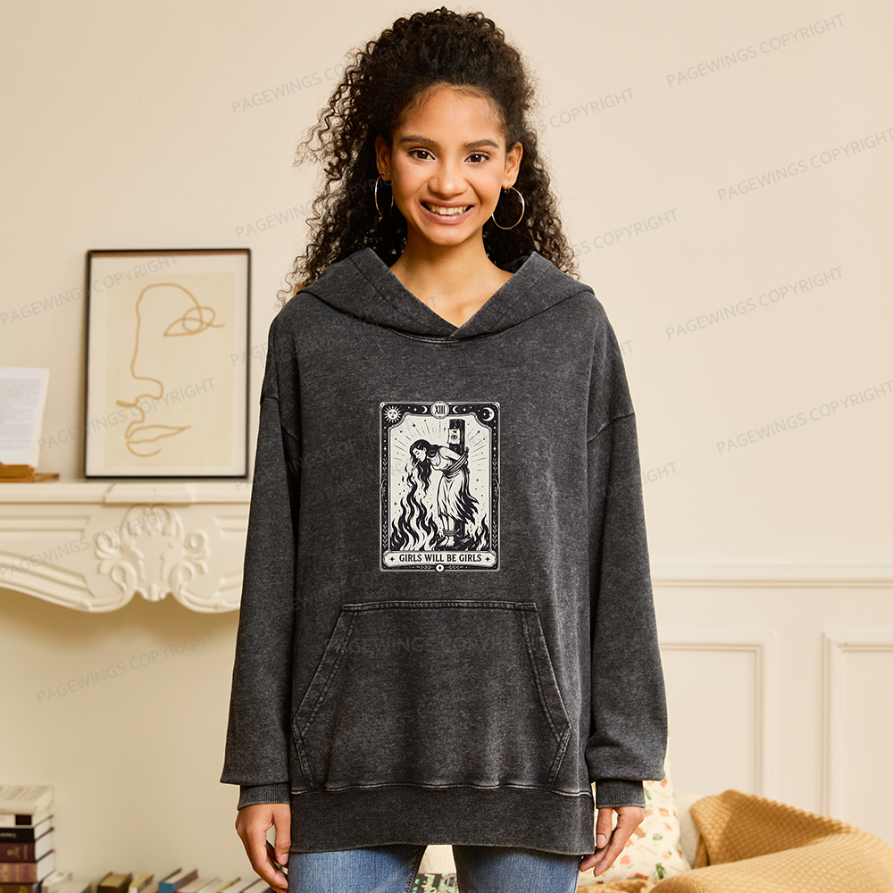 Pagewings Girls Will Be Girls Unisex Washed Hoodie