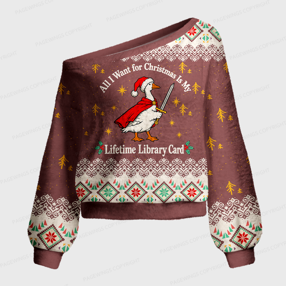 Pagewings Archangel Pigeon in Armor Off Shoulder Ugly Knit Sweater