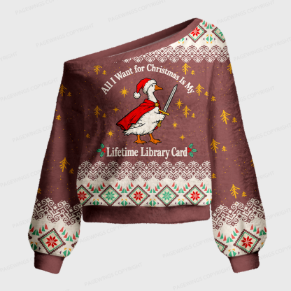 Pagewings Archangel Pigeon in Armor Off Shoulder Ugly Knit Sweater
