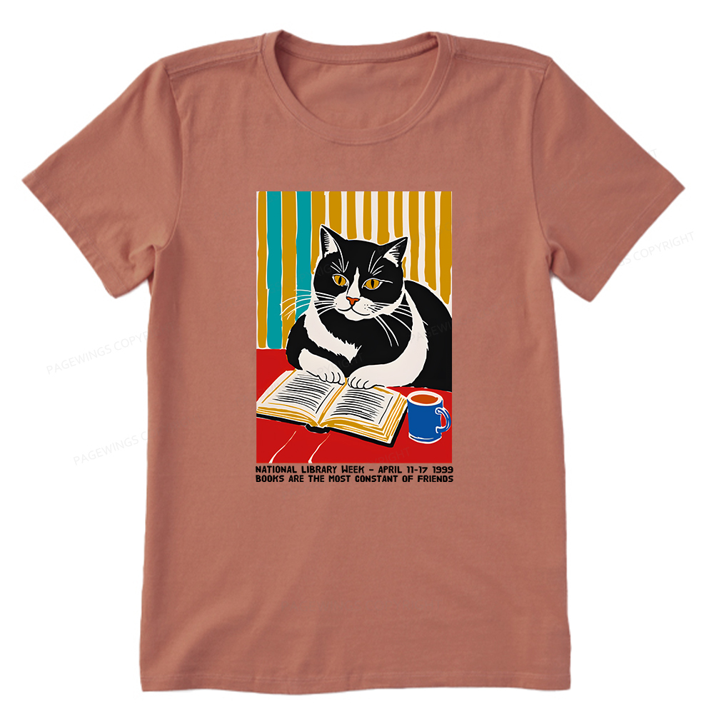 Pagewings Ational Library Week Cat Poster Unisex Classic T-shirt