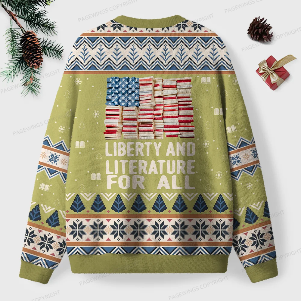Pagewings Liberty And Literature For All Unisex Ugly Knit Sweatshirt
