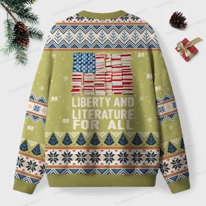 Pagewings Liberty And Literature For All Unisex Ugly Knit Sweatshirt