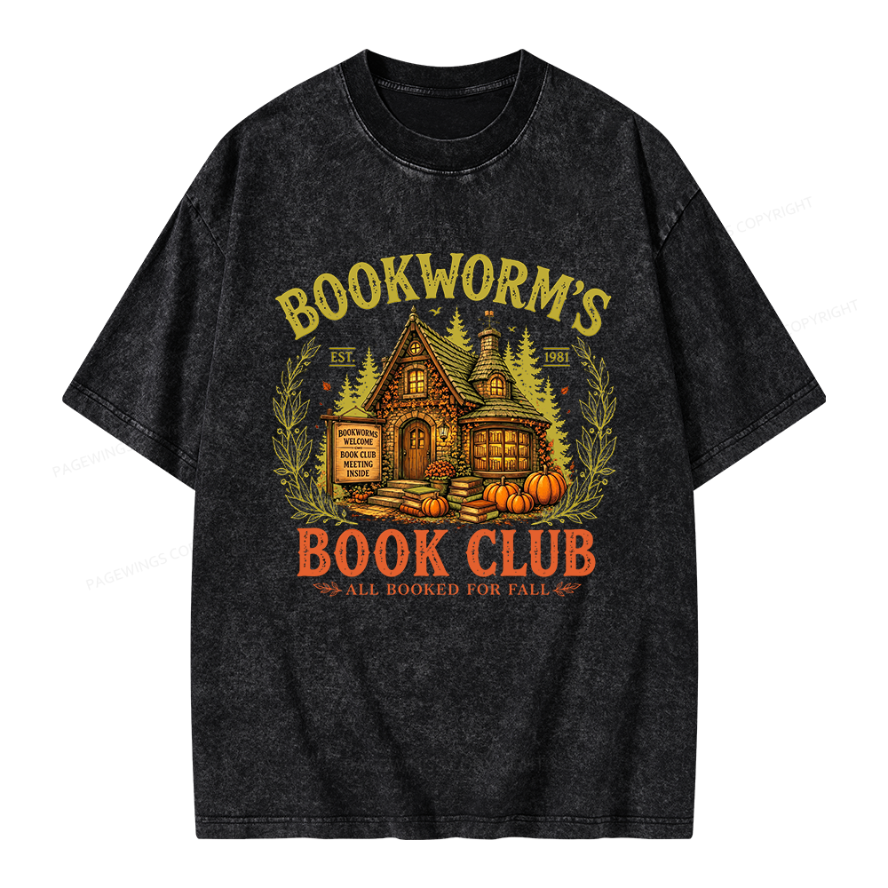 Pagewings Bookworm's Book Club Unisex Washed T-shirt