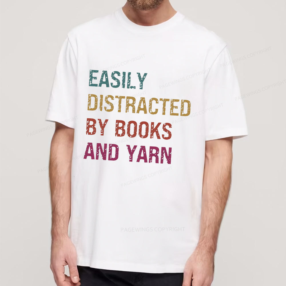 Pagewing Easily Distracted By Books And Yarn Unisex Classic T-shirt