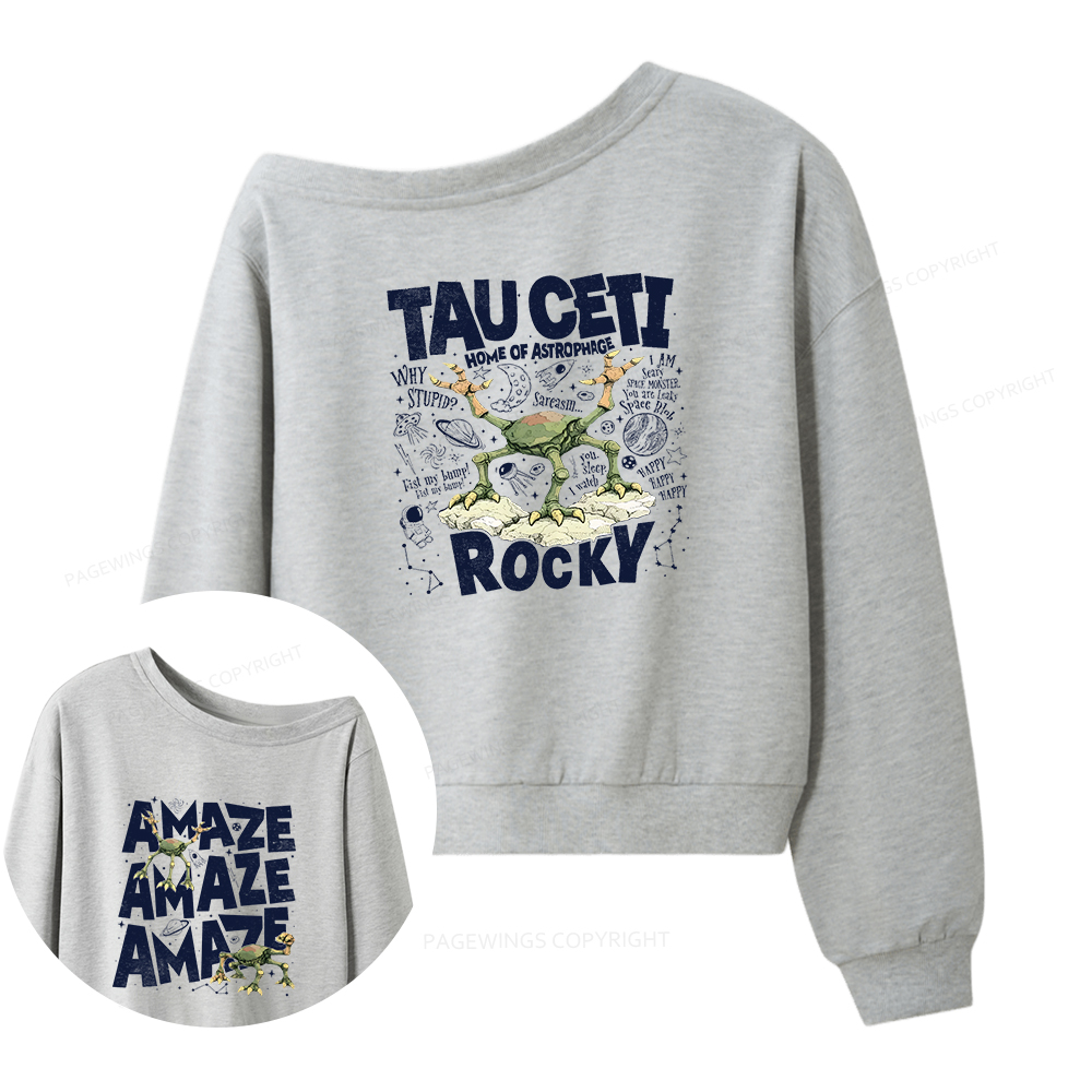 Pagewings Rocky Tau Ceti Home of Astrophage Women Off Shoulder Sweatshirt