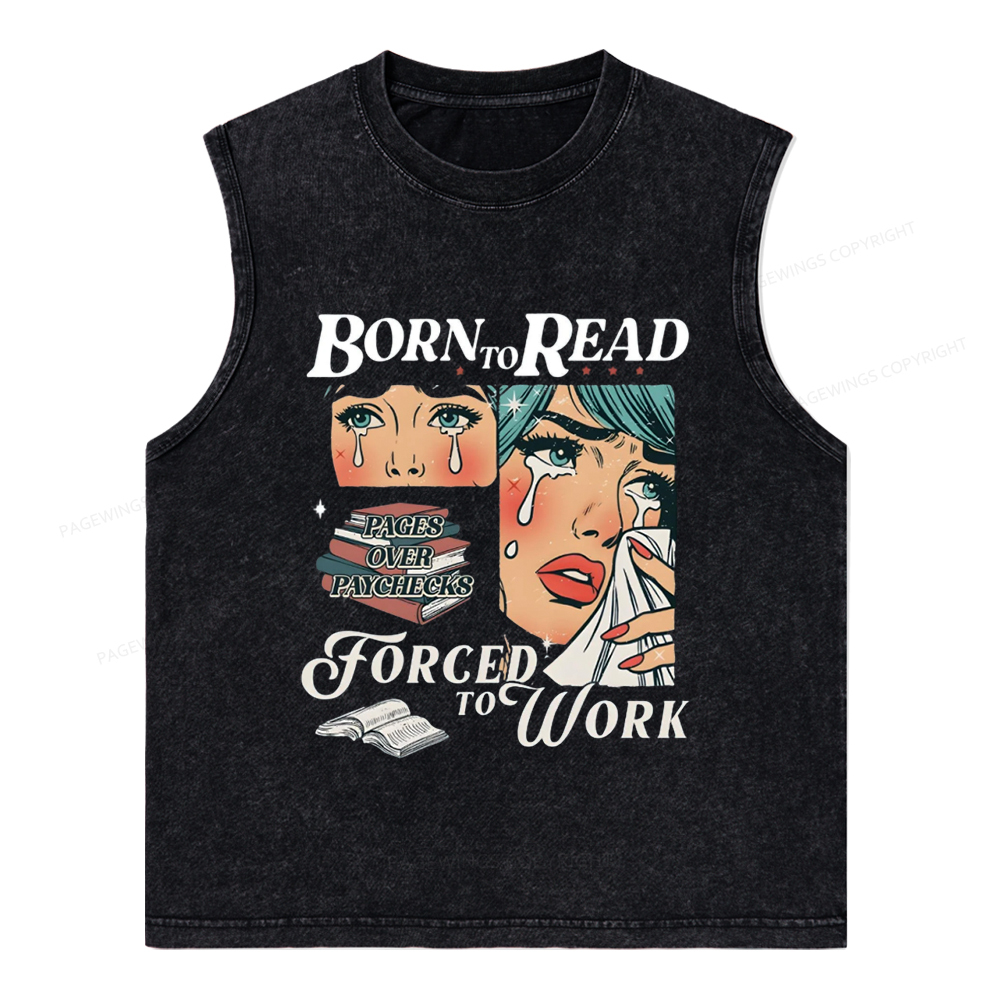 Pagewings Born To Read Bookish Unisex Washed Tank Top
