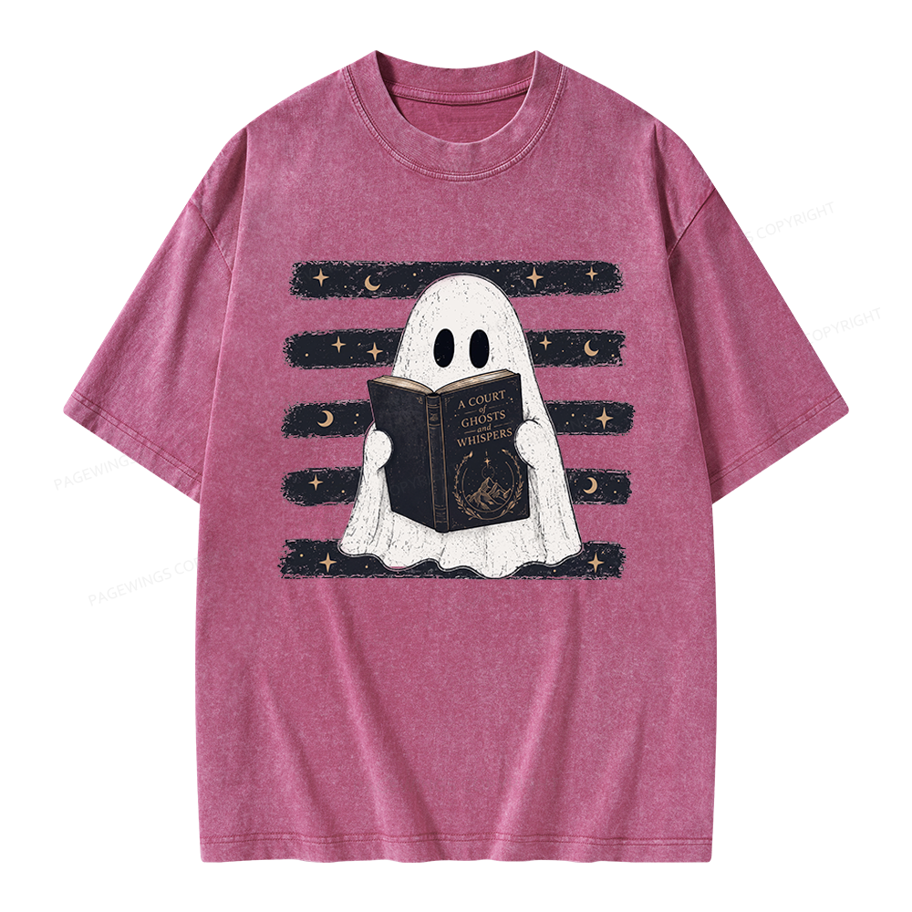 Pagewings A Court of Ghosts and Whispers Unisex Washed T-shirt