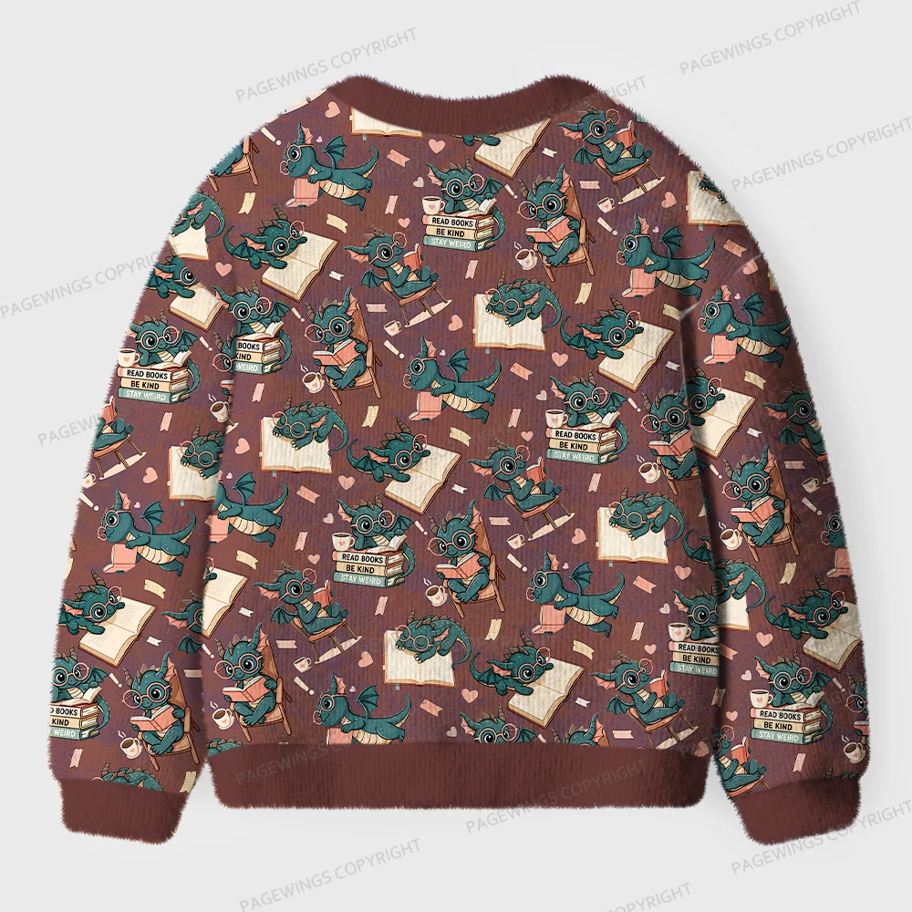 Pagewings Book Dragon Unisex Ugly Cardigan Sweaters