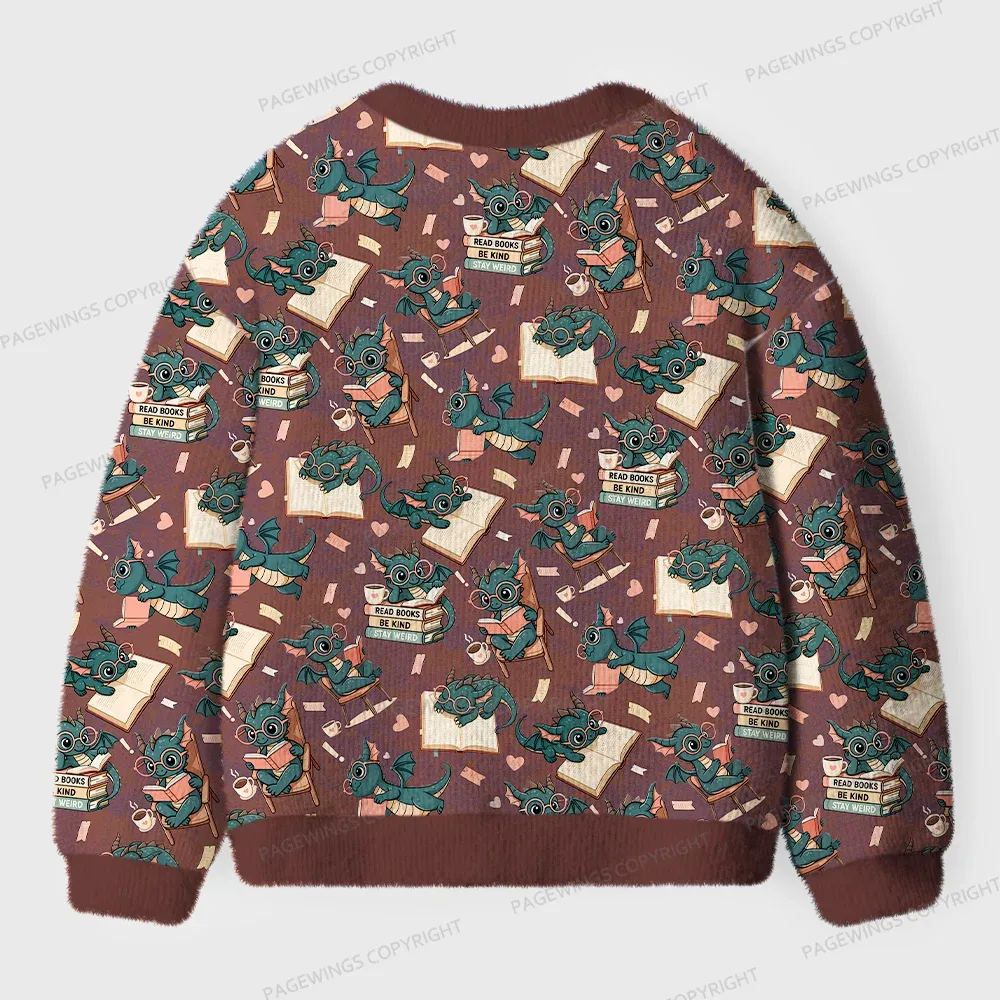 Pagewings Book Dragon Unisex Ugly Cardigan Sweaters