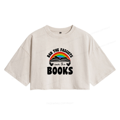 Pagewings Banned books T-Shirt Women's Washed Cropped T-shirt