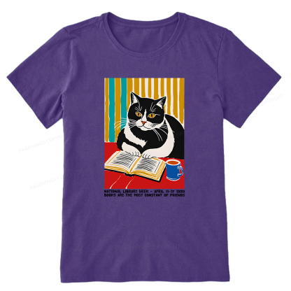 Pagewings Ational Library Week Cat Poster Unisex Classic T-shirt