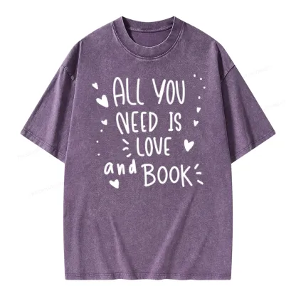 Pagewing All You Need Is Love And Book Unisex Washed T-shirt