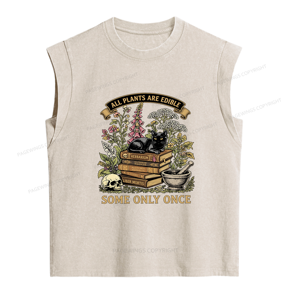 Pagewings  All Plants Are Edible Some Only Once Women's Washed Tank Top