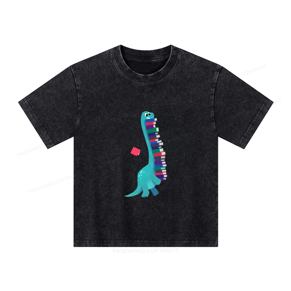 Pagewings Book Dinosaurs Unisex Kids Washed T-shirt