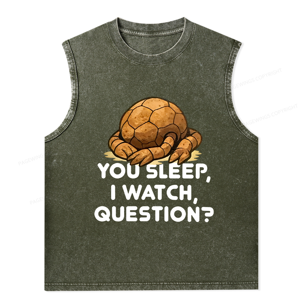 Pagewings You Sleep I Watch Question Unisex Washed Tank Top