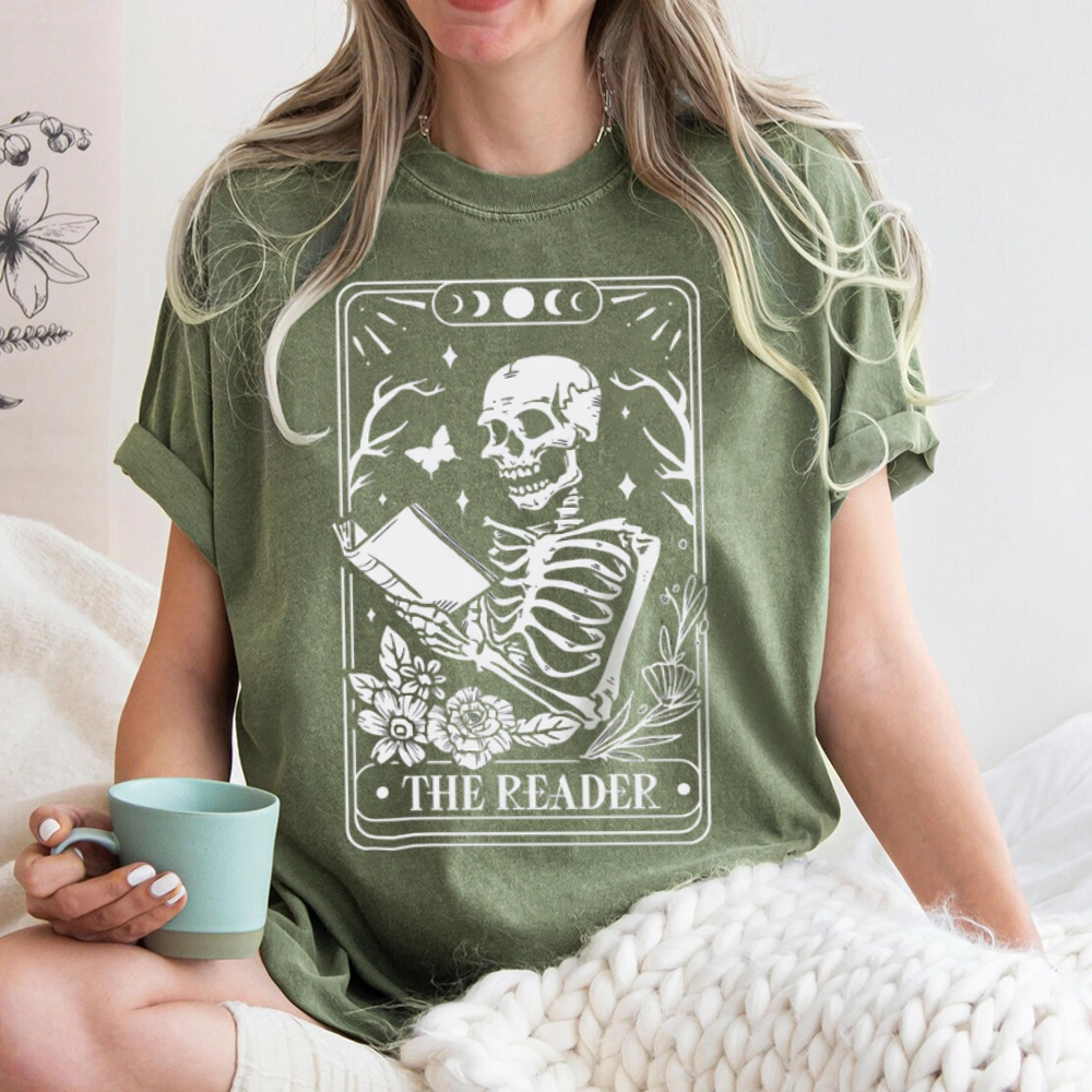 Pagewings The Reader Tarot Card Unisex Washed T-shirt