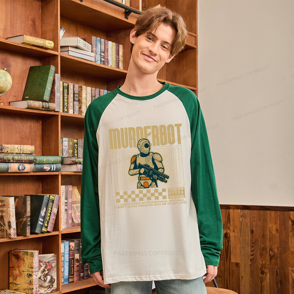 Pagewings Murderbot Long Sleeve Raglan T-shirt