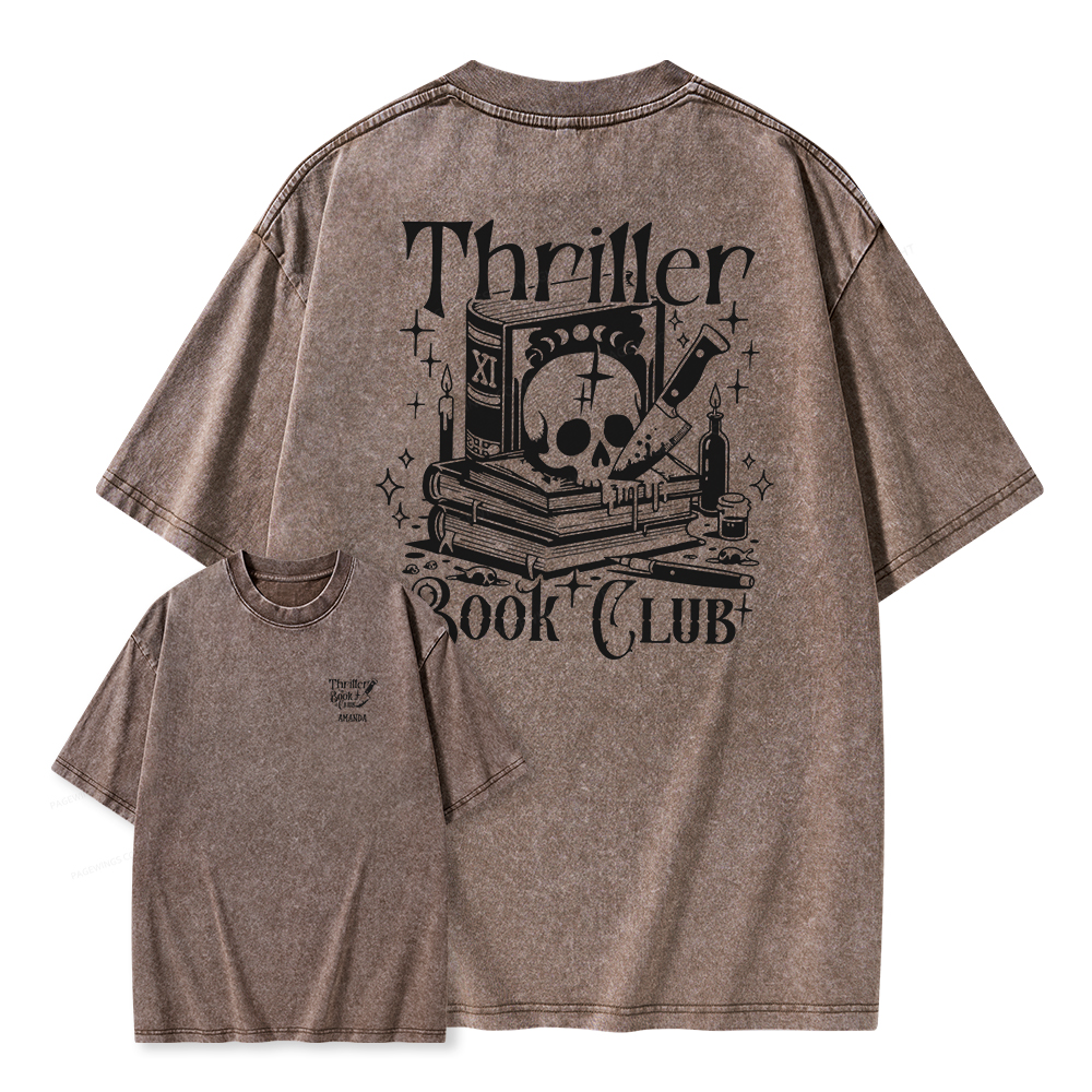 Pagewings Thriller Book Club Shirt Unisex Washed T-shirt