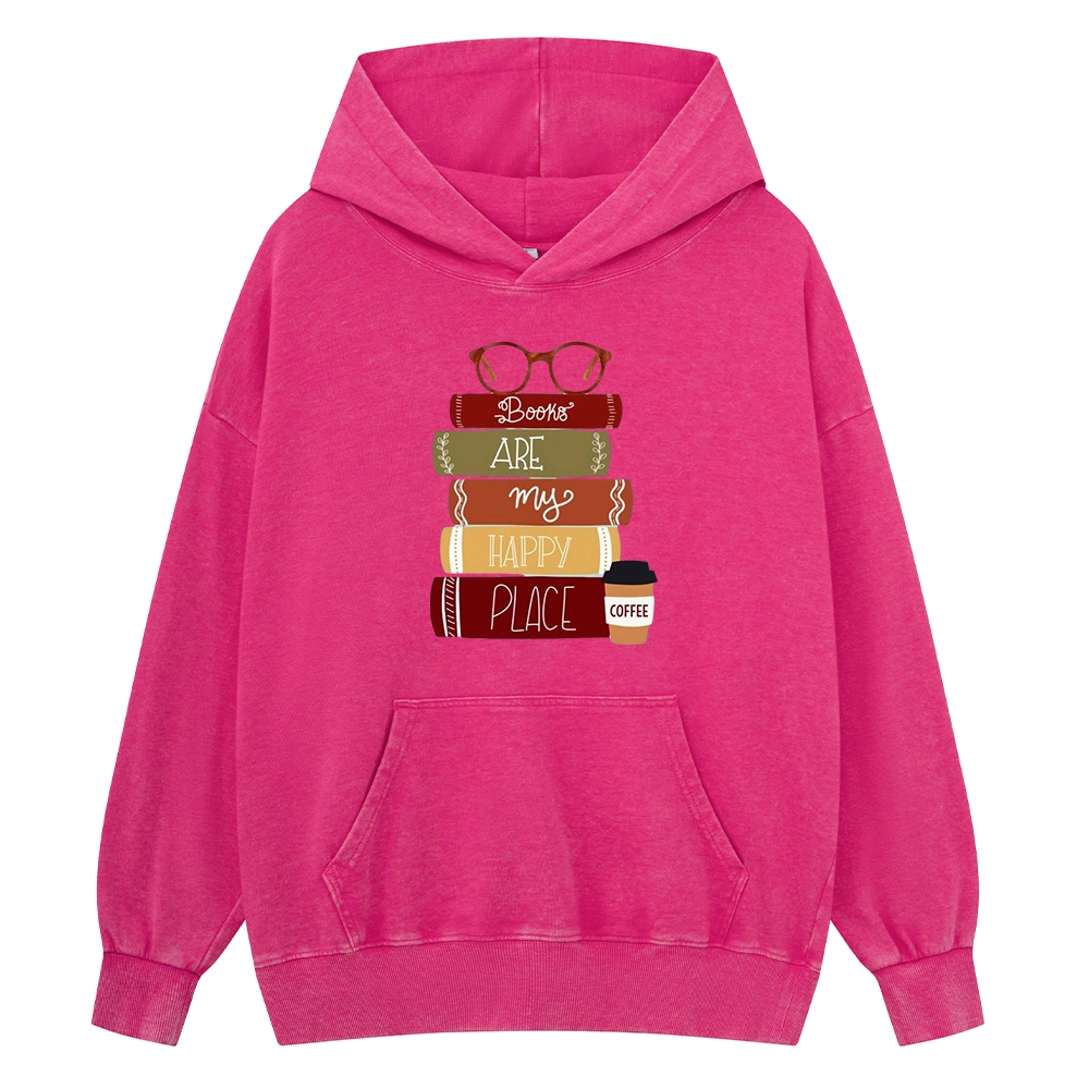 Pagewings Books are My Happy Place Unisex Washed Hoodie