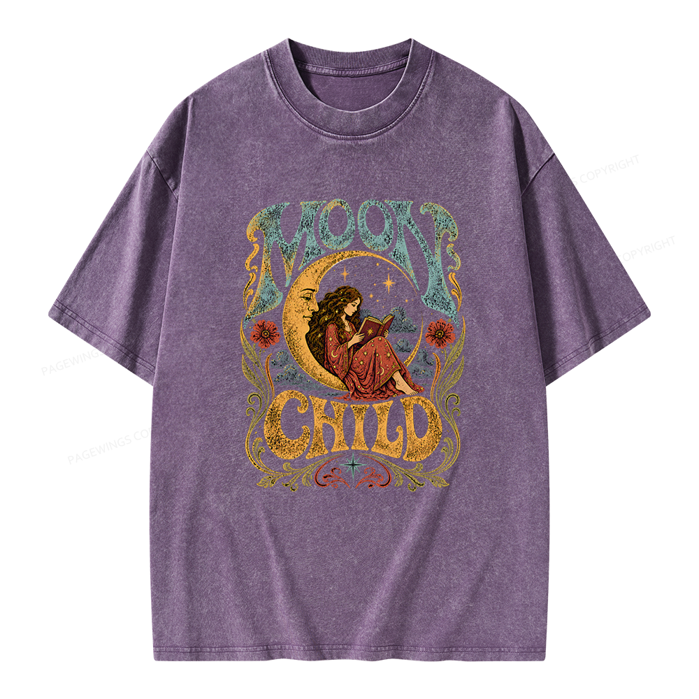 Pagewings Moon Child Unisex Washed T-shirt
